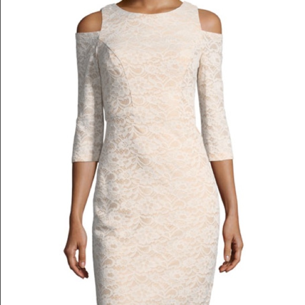 NWT ELIZA J WHITE LACE COLD SHOULDER DRESS